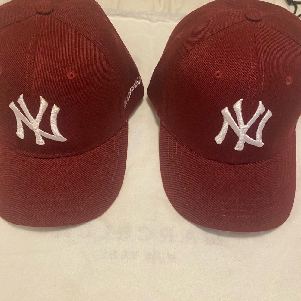 Burgundy NY Logo Baseball Caps